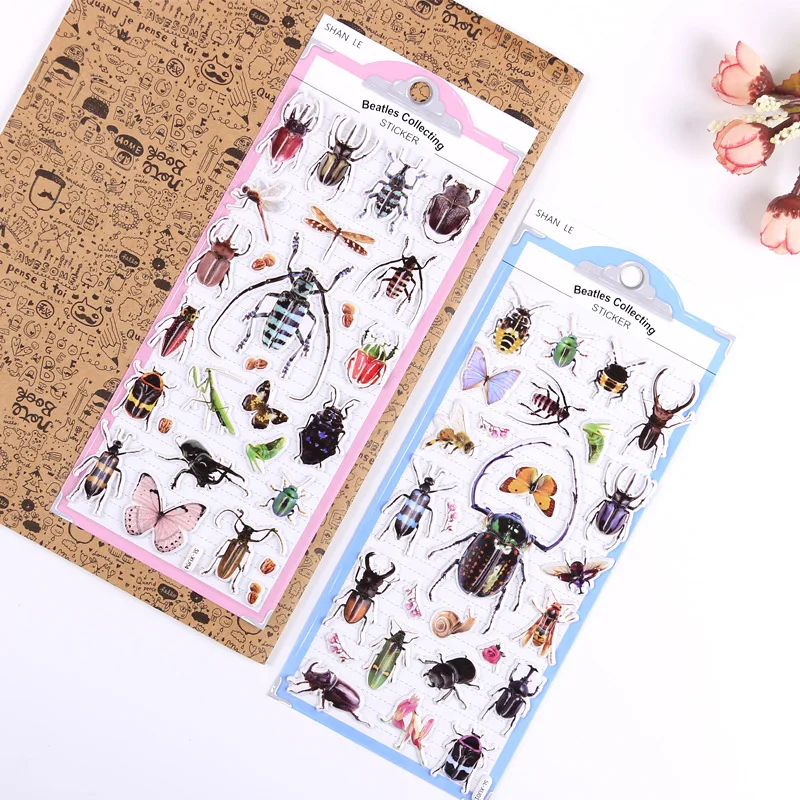 Kids Education Charts - Stiker Serangga 3D Realistis untuk Scrapbook,